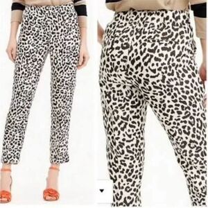 NWT J. CREW Remi Leopard Print Black Brown High Rise Slim Cropped Leg Pants 2